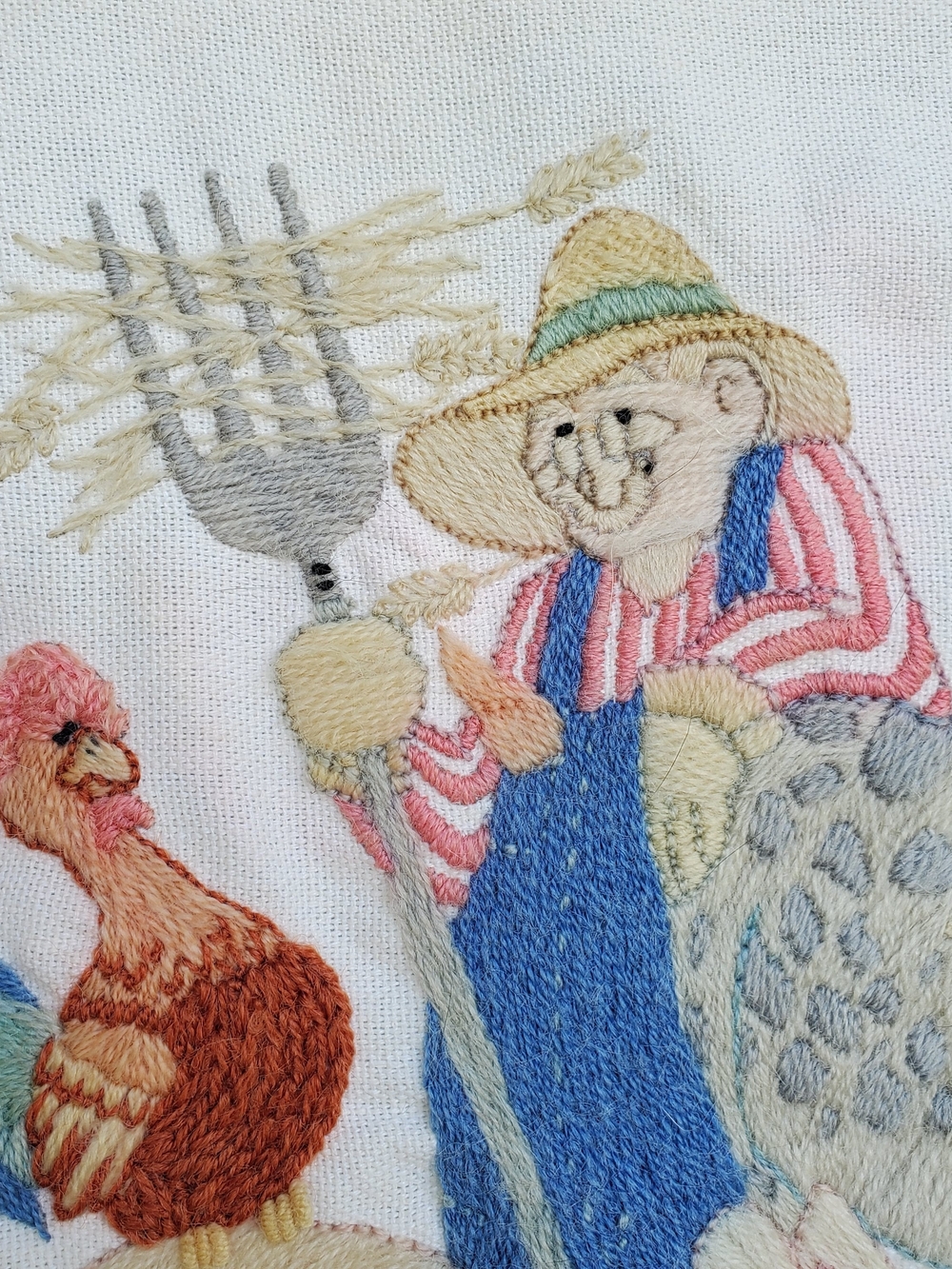 Hand-Crewel Work Farm Animal Panel - Multi Color - Picture 3 of 9